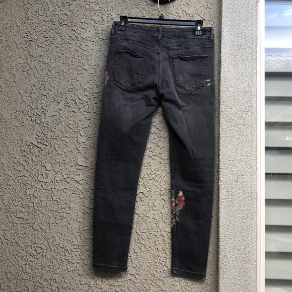 Zara Basic Z1975 Grey Floral Print Skinny Jeans - Picture 3 of 9